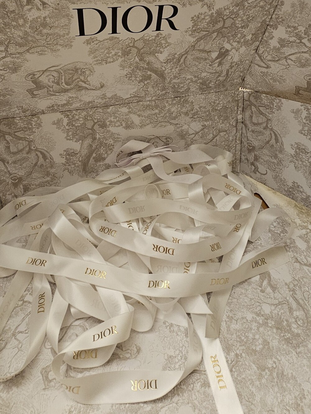 Dior White Ribbon with Gold Logo